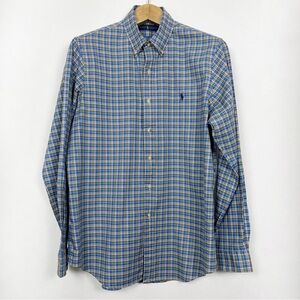 Ralph Lauren Men's‎ Classic Blue Plaid Cotton Button Down Shirt Size Large